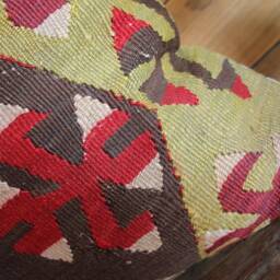 Vintage Kilim Pillow Cover - 16 Inch Slit Weave, Handwoven - thumbnail 3