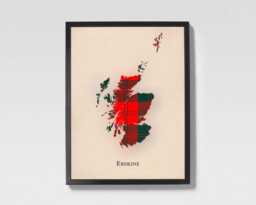 Clan Erskine Scottish Tartan Map - Of Scotland Family Wall Decor, Ready To Hang - thumbnail 1