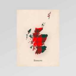 Clan Erskine Scottish Tartan Map - Of Scotland Family Wall Decor, Ready To Hang - thumbnail 2
