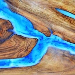 Live Edge River Dining Table With Bench & Glowing Resin Fill In - thumbnail 2