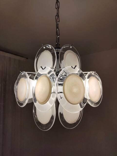 Murano Glass White Discs Chandelier - image 1