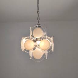 Murano Glass White Discs Chandelier - thumbnail 4