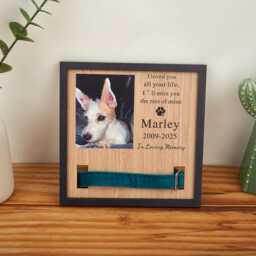 Custom Memorial Pet Collar Sign, Dog Wood Frame With Holder, Memorial Photo Print For Beloved Pet, Pet Loss Sympathy Gift - thumbnail 2