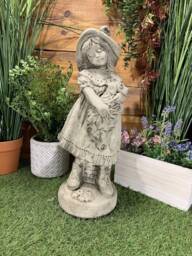 Stone Garden Large Girl With Puppy Statue Ornament - thumbnail 1