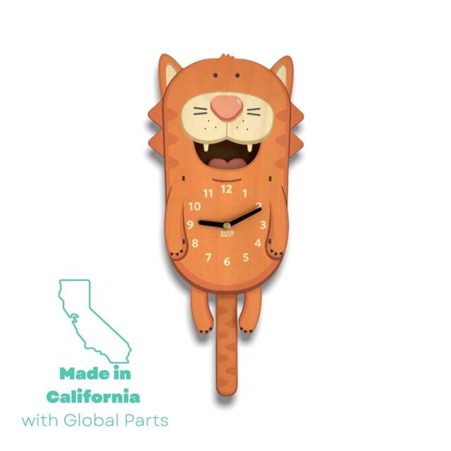 Cat Pendulum Clock - Wall Decor For Baby Nursery Or Kids Bedroom Animated Home - image 1