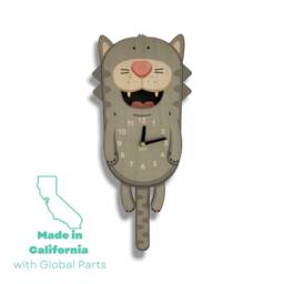 Cat Pendulum Clock - Wall Decor For Baby Nursery Or Kids Bedroom Animated Home - thumbnail 2