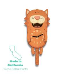 Cat Pendulum Clock - Wall Decor For Baby Nursery Or Kids Bedroom Animated Home