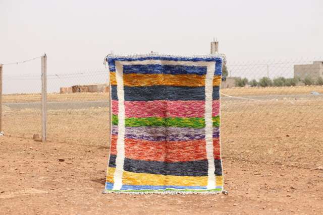 Handmade Boujad Wool Rug Abstract Multicolored Moroccan Carpet - image 1