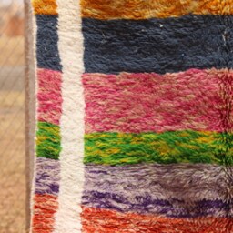 Handmade Boujad Wool Rug Abstract Multicolored Moroccan Carpet - thumbnail 2