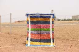 Handmade Boujad Wool Rug Abstract Multicolored Moroccan Carpet - thumbnail 1