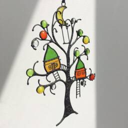 Tree House Stain Glass Suncatcher Picture Home Decor Window Wall Unusual Gift For Halloween - thumbnail 3