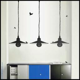 Industrial Pendant Lamps Wall Decal Enamel Style, Set Of 3 - thumbnail 1