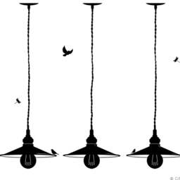 Industrial Pendant Lamps Wall Decal Enamel Style, Set Of 3 - thumbnail 2