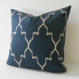 Indigo Blue Moroccan Ikat Pillow Cover Navy Geometric Accent - thumbnail 2