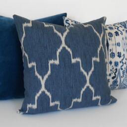 Indigo Blue Moroccan Ikat Pillow Cover Navy Geometric Accent - thumbnail 3