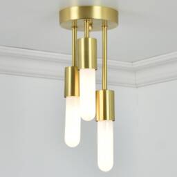 Copper Ceiling Light Triple Flush Mount - Three Bulb Light Modern Fixture 3 Semi Rose Gold - thumbnail 2