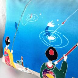 Geisha Pillow Case, Japanese Girls Fishing Cover, Throws Bed Accent Cushion Fish Lovers Gift - thumbnail 4