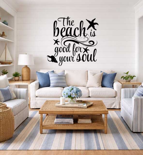 Beach Is Good For Your Soul Vinyl Wall Decal, Coastal Home Decor - image 1