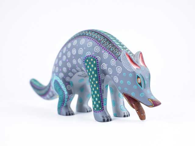 Hand Carved Copal Wood Coyote Alebrije - Painted Oaxaca Folk Art Sculpture - image 1