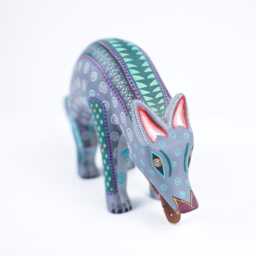 Hand Carved Copal Wood Coyote Alebrije - Painted Oaxaca Folk Art Sculpture - thumbnail 2