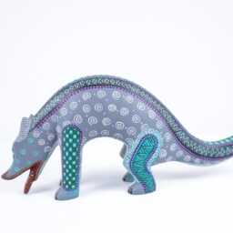 Hand Carved Copal Wood Coyote Alebrije - Painted Oaxaca Folk Art Sculpture - thumbnail 4