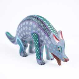 Hand Carved Copal Wood Coyote Alebrije - Painted Oaxaca Folk Art Sculpture - thumbnail 3