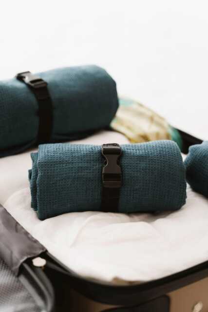Linen Travel Towels in Deep Ocean Green - Compact, Quick-Dry & Elegant - image 1