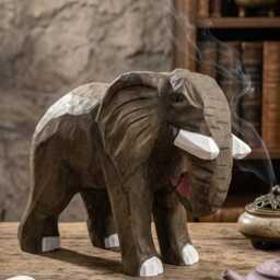 Handmade Wooden Elephant Figurine, Rustic African Carving, Animal Lover Gift, Boho Nursery Decor, Hand Carved Wood Statue - thumbnail 3