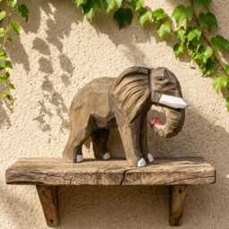 Handmade Wooden Elephant Figurine, Rustic African Carving, Animal Lover Gift, Boho Nursery Decor, Hand Carved Wood Statue
