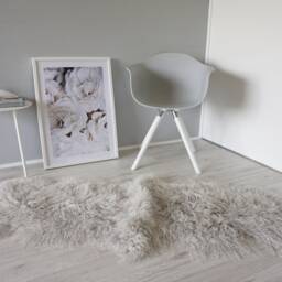 Genuine Tibetan Mongolian Double Sheepskin Rug - Soft Curly Grey Wool Pelt - thumbnail 2