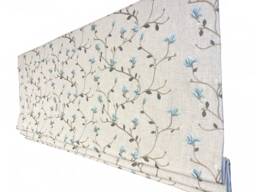 Relaxed Roman Shade With Floral Pattern - Custom Linen Beatrix Fabric Blind Botanical Window Made To Order - thumbnail 1