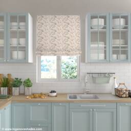 Relaxed Roman Shade With Floral Pattern - Custom Linen Beatrix Fabric Blind Botanical Window Made To Order - thumbnail 2