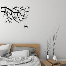 Halloween Window Decor Spooky Spider Hanging From Branch Silhouette Vinyl Wall Decal Home Idea Room Decoration Sticker Mural - #3092Di - thumbnail 2