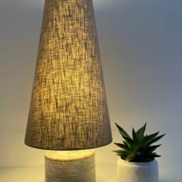 Taupe Brown Textured 100% Linen Extra Tall Tapered Cone Lampshade - thumbnail 3