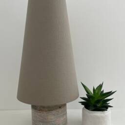 Taupe Brown Textured 100% Linen Extra Tall Tapered Cone Lampshade - thumbnail 2