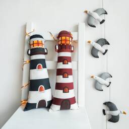 Decorative Lighthouse Cushion Velvet Coastal Decor Pillow - thumbnail 1