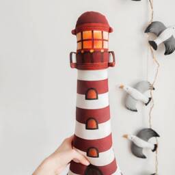 Decorative Lighthouse Cushion Velvet Coastal Decor Pillow - thumbnail 3