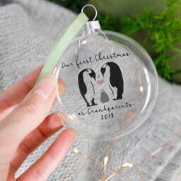 First Christmas As Grandparents Bauble - Personalised Grandparent Nanna & Grandad Keepsake