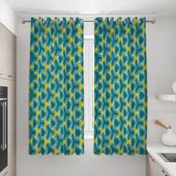 Teal Geometric Retro Curtains, Mid-Century Modern Pattern Drapes, Abstract Window Panels - thumbnail 2