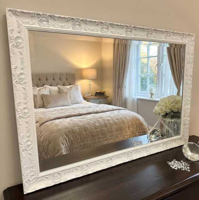 Large Antique White French Framed Decorative Rococo Ornate Opera Wall Mirror - Choice Of Size Premium Quality Free P&p - image 1