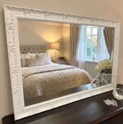 Large Antique White French Framed Decorative Rococo Ornate Opera Wall Mirror - Choice Of Size Premium Quality Free P&p