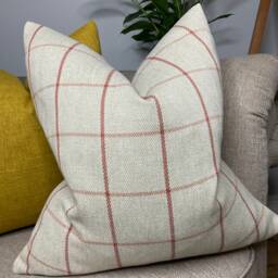 Highland Tartan Check Cushion Cover, Beige - Pillow Double Sided, Modern Countryside Home Decor , Limited Stock - thumbnail 1