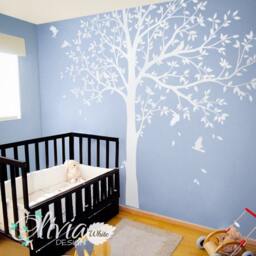 Large White Family Tree Wall Decal Wall Decal Mural Stickers Baby Nursery Art Nature Decals Decor - Nt048 - thumbnail 1