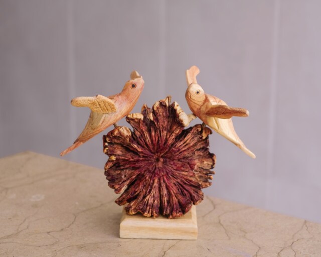 Twin Sea Turtle Sculpture, Coral Reef, Nautical, Natural Piece, Art, Wood Carving, Wooden Figure, Library Decor, Beach Gift For Mom - image 1