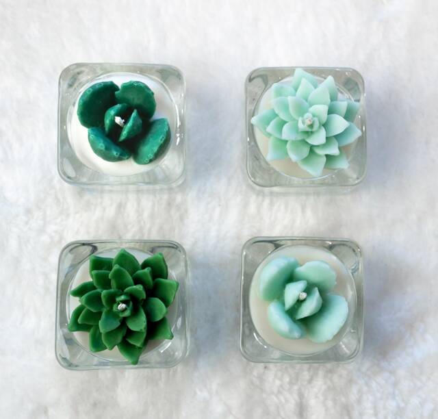 Handcrafted Soy Wax Succulent Tealight Candle Home Decor, Wedding Favor - image 1