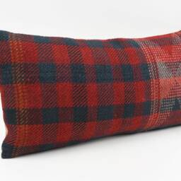 Kilim Lumbar Pillow Cover Turkish Wool Cushion, Bohemian Decor - 12x24 - thumbnail 3