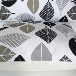 Leaf Print Cushion Covers Handmade Graphite Grey Cotton - Set Of 2 - thumbnail 2