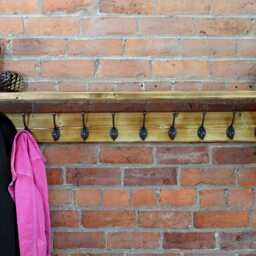 Solid Pine Coat Rack With Cast Iron Hooks // Traditional Style Entryway Storage - thumbnail 2