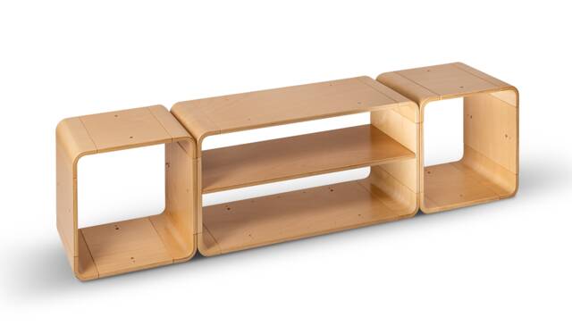 Wooden Sideboard Cabinet Bookcase Bookshelf Shelf 160x40x30 cm Scleica Modular System Japandi Mid Century Modern Free Shipping - image 1