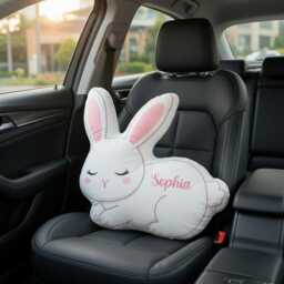 Personalized Rabbit Pillow, Animal Kids Name Nursery Decor Baby Shower Shaped Girl - thumbnail 3